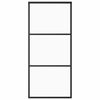 vidaXL Sliding Door ESG Glass and Aluminum 35.4"x80.7" Black