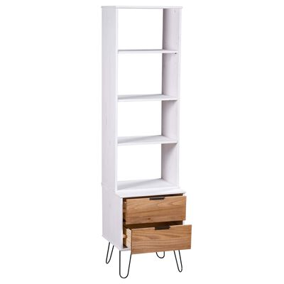 vidaXL Book Cabinet New York White and Natural Solid Pine Wood