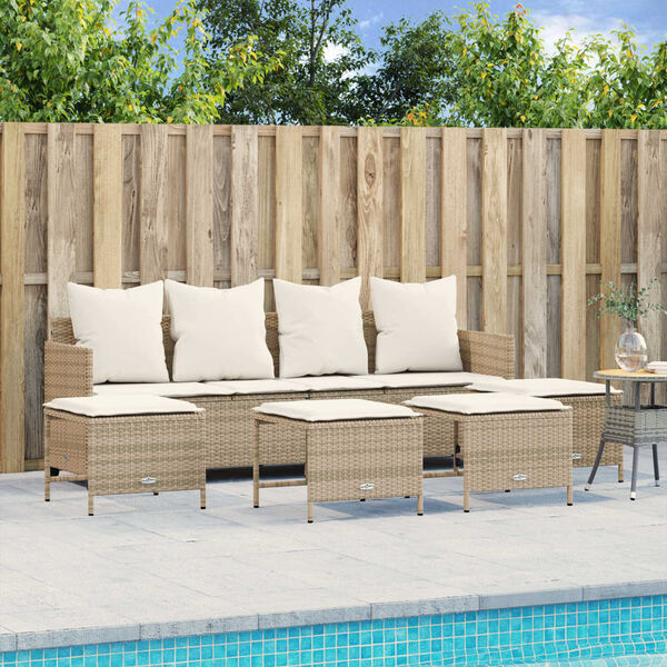vidaXL Garden Sofa Set Beige PE rattan Medium Removable Covers