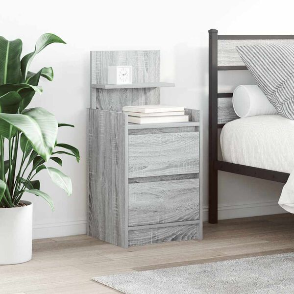 vidaXL Bedside Cabinet Grey Sonoma Engineered Wood Medium