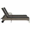 vidaXL Sun Lounger Grey PE rattan Large Adjustable Armrests