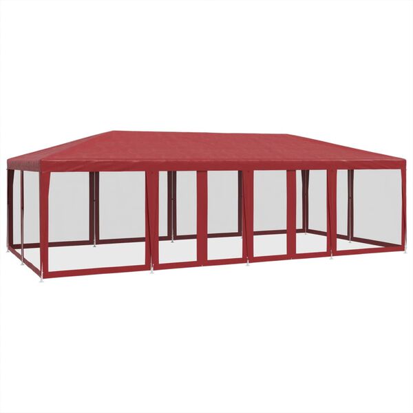 vidaXL Party Tent Red HDPE, powder-coated iron 8x4 ft