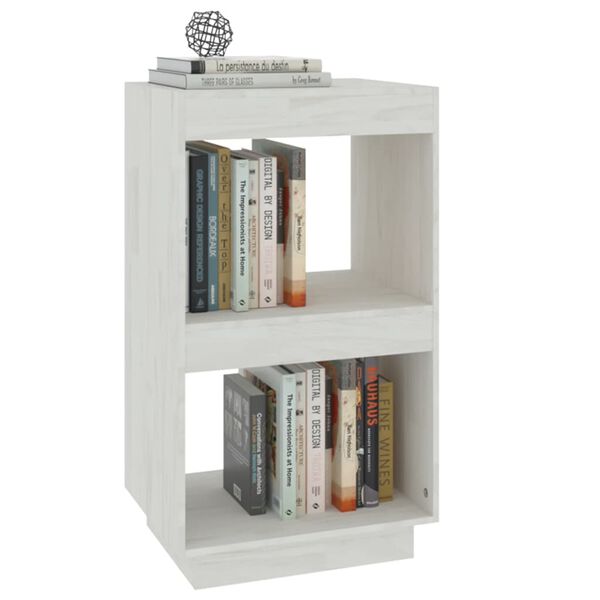 vidaXL Book Cabinet White Solid Pine Wood Compact Book Cabinet