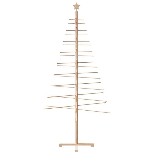 vidaXL Wooden Christmas Tree Natural Wood Solid pine wood, Bamboo