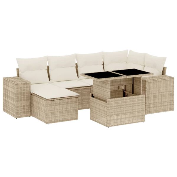 vidaXL Garden Sofa Set Beige, Cream White
