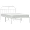 vidaXL Bed Frame White Powder-Coated Steel Small Double Bed Frame