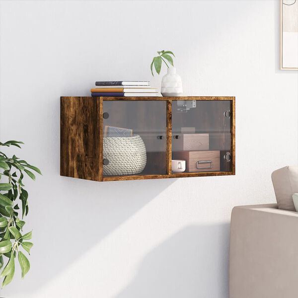 vidaXL Wall Cabinet Smoked oak Engineered wood, glass Standard