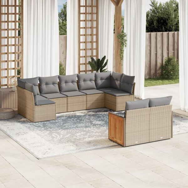 vidaXL Garden Sofa Set Beige, Light Grey