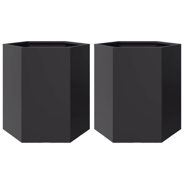 vidaXL Garden Planter Set of 2 Black Steel Medium Durable