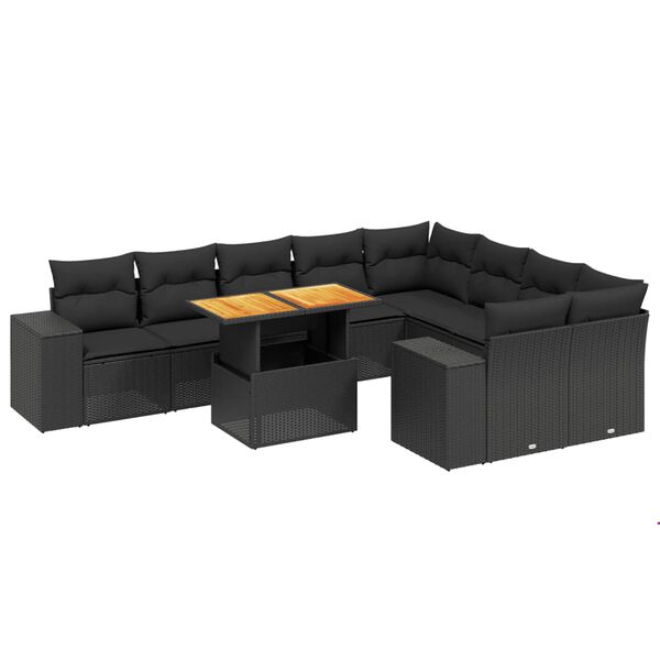 vidaXL Garden Sofa Set Black