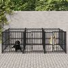 vidaXL Dog Kennel Black Powder-coated steel Large Durable Dog Kennel