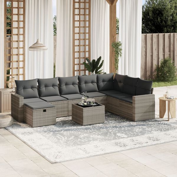 vidaXL Garden Sofa Set Light Grey, Transparent (Tabletop)