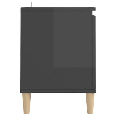 vidaXL TV Cabinet & Solid Wood Legs High Gloss Gray 40.7"x13.8"x19.7"