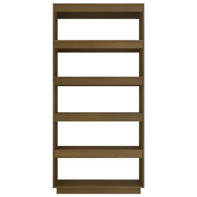 vidaXL Book Cabinet/Room Divider Honey Brown 31.5"x13.8"x65.7" Solid Wood Pine