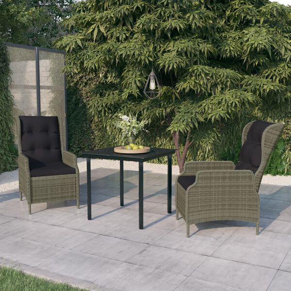 vidaXL Garden Dining Set Brown Powder-coated steel 3 piece set