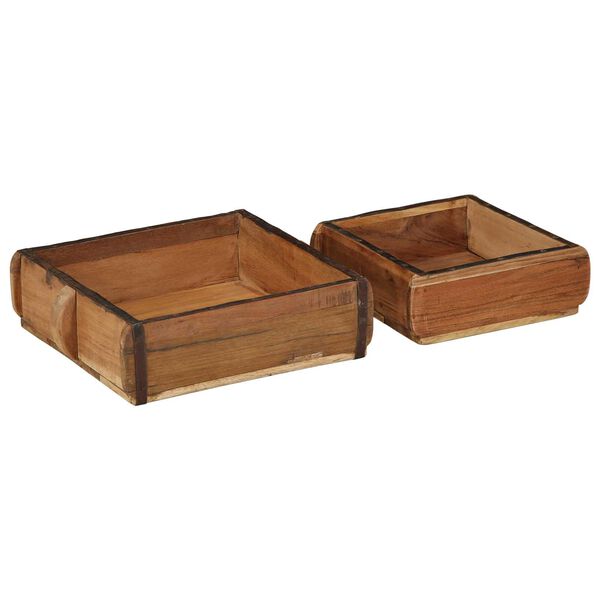 vidaXL Tray 2 pcs Brown 11.42 x 12.20 x 3.94 in Solid Reclaim Wood
