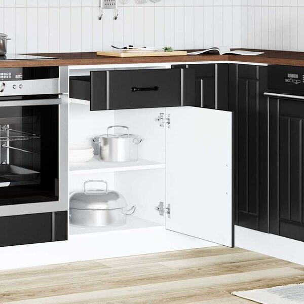 vidaXL Kitchen Base Cabinet Black Engineered Wood Medium