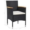vidaXL Dining Set Black and Brown PE Rattan Large Removable Covers