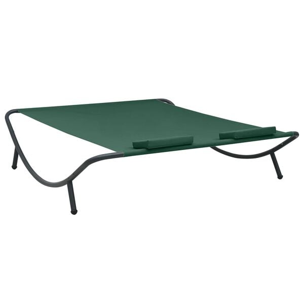 vidaXL Lounge Bed Green Oxford fabric, steel Double Removable Covers