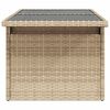 vidaXL Garden Table Beige PE Rattan, Powder-Coated Steel, Tempered Glass