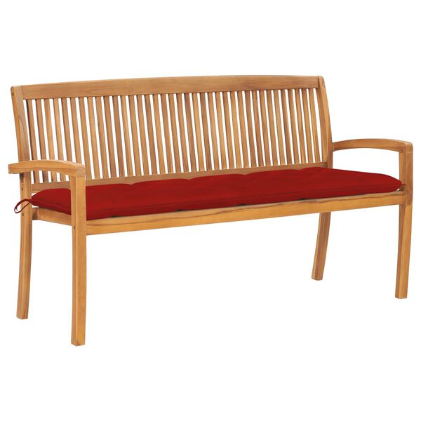 vidaXL Garden Bench Natural Wood Teak Wood 3-Seater Stackable