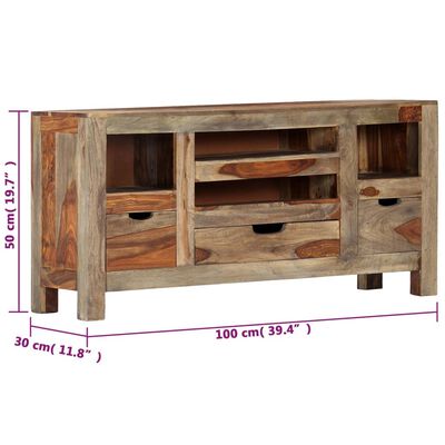 vidaXL Sideboard Gray 39.4"x11.8"x19.7" Solid Sheesham Wood