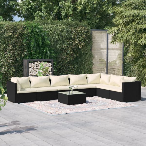 vidaXL Garden Lounge Set Black PE rattan Large Modular