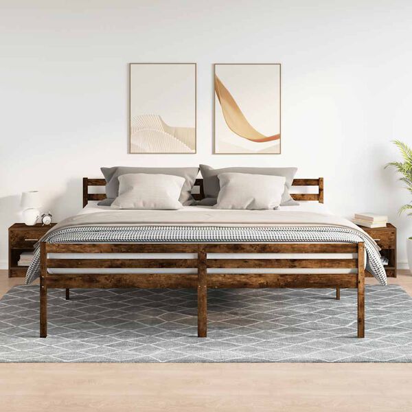 vidaXL Bedside Cabinet Set of 2 Smoked Oak Engineered wood