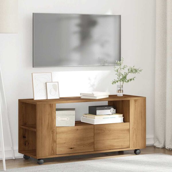 vidaXL TV Cabinet Artisan Oak Engineered Wood Rollable TV Cabinet