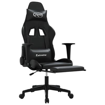 vidaXL Gaming Chair with Footrest Black Faux Leather