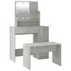 vidaXL Dressing Table Set With LED Concrete grey Engineered wood Medium