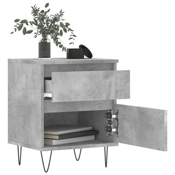 vidaXL Bedside Cabinet Set of 2 Concrete Grey Engineered wood, metal
