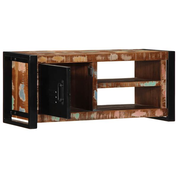 vidaXL TV Cabinet Black and brown Solid reclaimed wood, iron Medium