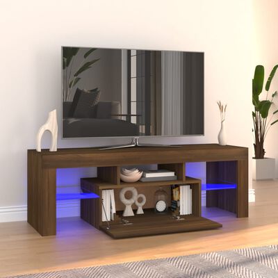 vidaXL TV Cabinet with LED Lights Brown Oak 47.2"x13.8"x15.7"