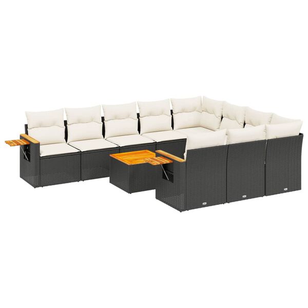 vidaXL Sofa Set Black and Cream White