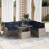 vidaXL 7 Piece Patio Sofa Set with Cushions Black Poly Rattan Acacia