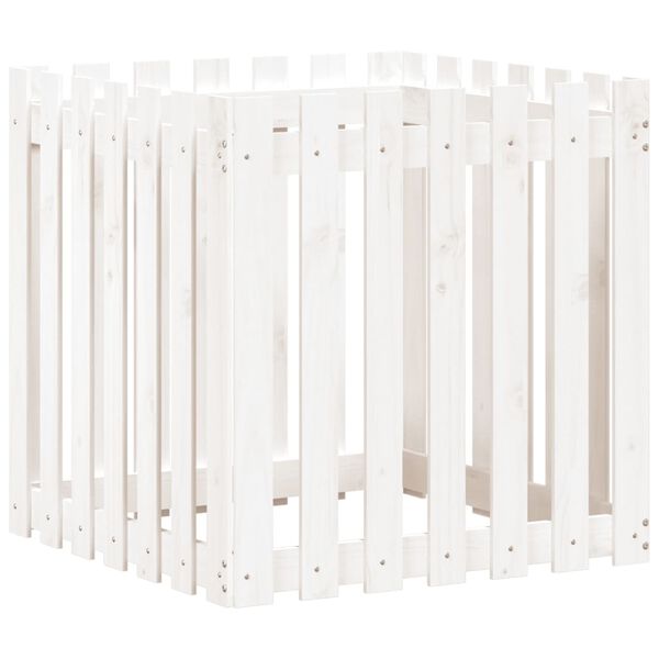 vidaXL Garden Planter White Solid Pine Wood Medium Garden Planter