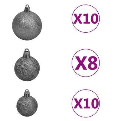 vidaXL Upside-down Artificial Pre-lit Christmas Tree with Ball Set 94.5"