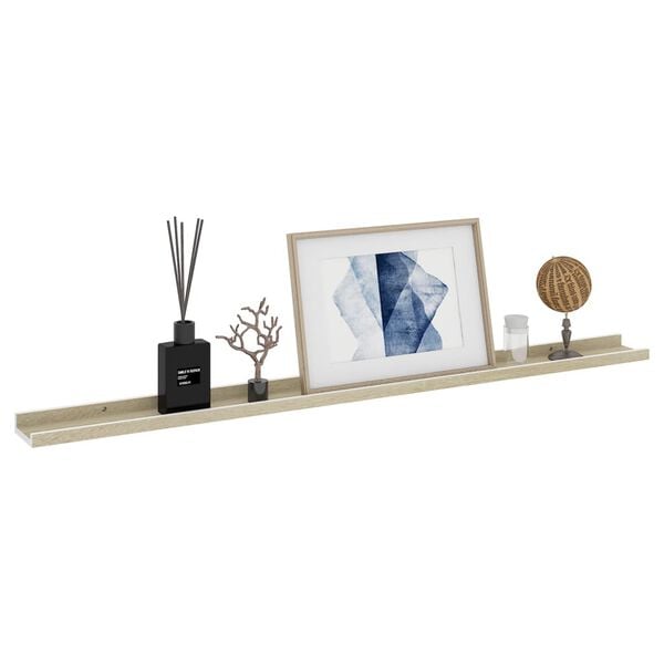 vidaXL Wall Shelf Set of 4 White and Sonoma Oak MDF 45.3 in Wall Shelf