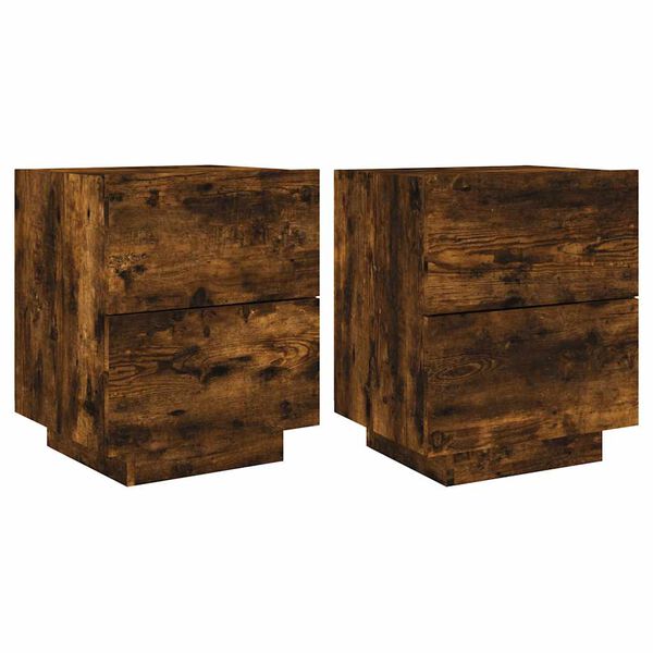 vidaXL Bedside Cabinet Set of 2 Smoked oak Engineered wood Medium