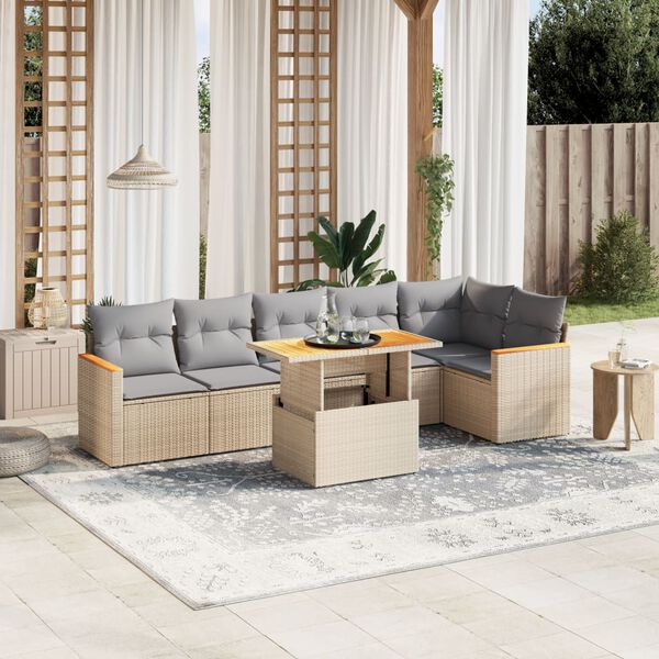 vidaXL Garden Sofa Set Beige and Light Grey
