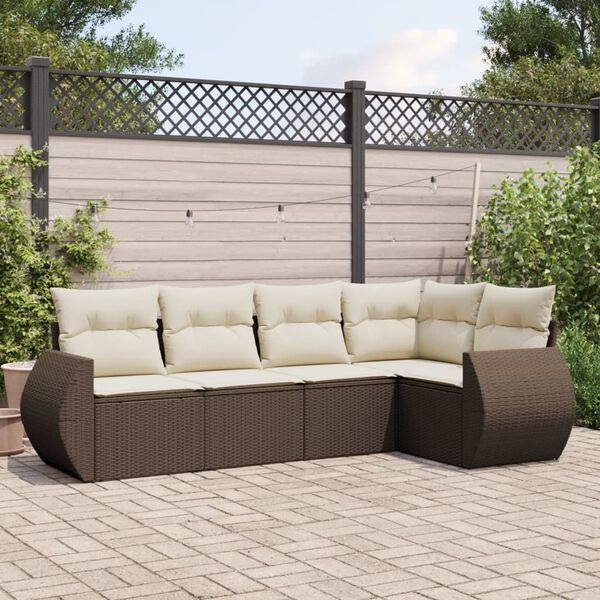 vidaXL Garden Sofa Set Brown Poly Rattan Large Modular Garden Sofa Set