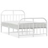 vidaXL Bed Frame White Powder-Coated Steel Small Double Bed Frame