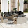 vidaXL Garden Sofa Set Light Grey PE Rattan Standard Adjustable Armrests
