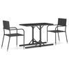 vidaXL Dining Set Black Poly rattan, powder-coated steel, glass Standard