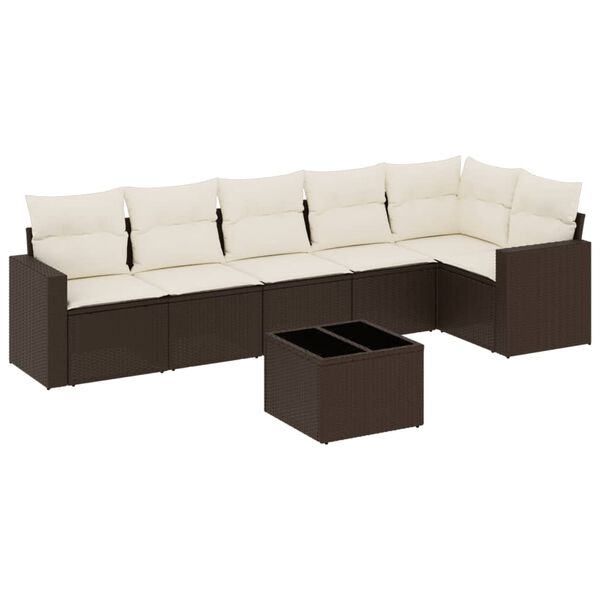 vidaXL Garden Sofa Set Brown, Cream White