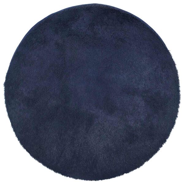 vidaXL Shaggy Rug Navy Polyester 39.4 in x 39.4 in, Round Non-slip