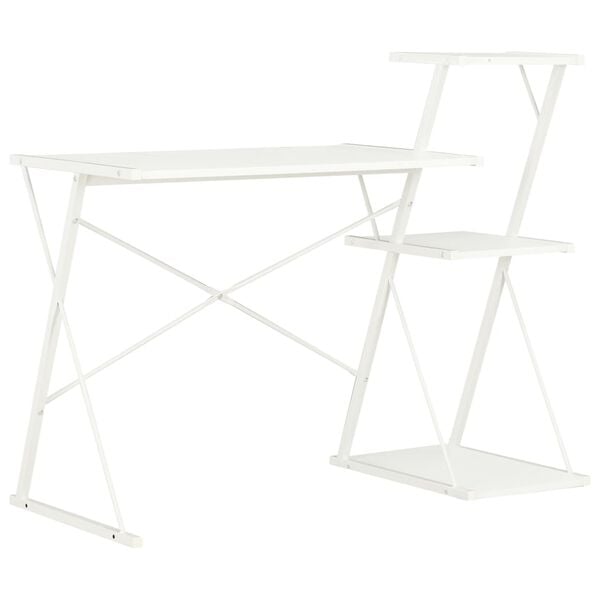 vidaXL Desk White Engineered wood with PVC coating, Powder-Coated Steel