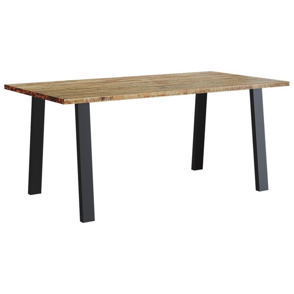 vidaXL Dining Table Natural brown top, black legs