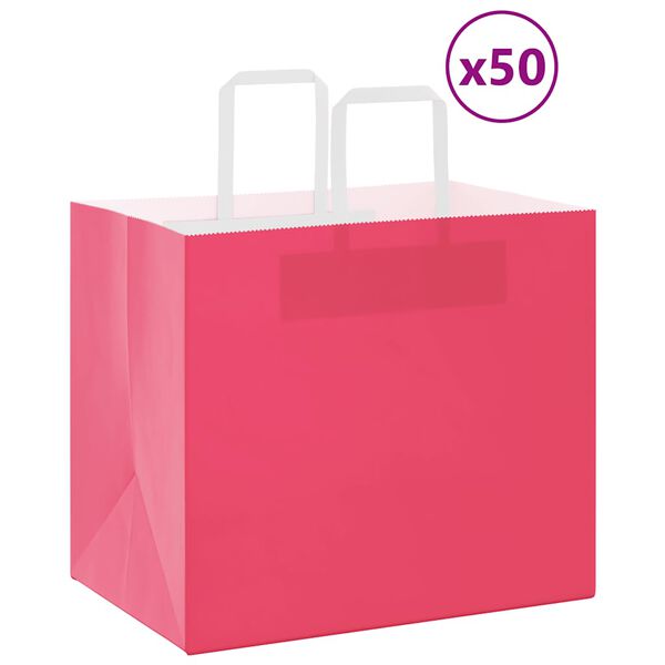 vidaXL Paper Bags 50 pcs with Handles Pink 32x22x28 cm